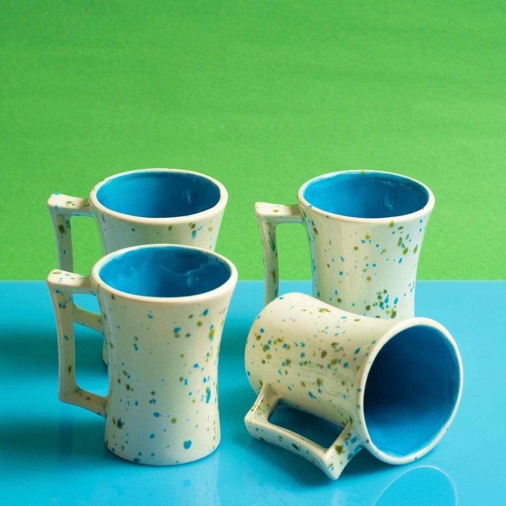 Handmade Mid-Century 70s Mugs Set of 4